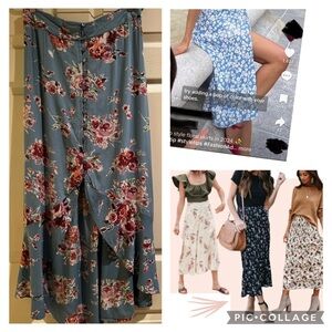 Angie asymmetrical flowy skirt. Floral with blue pattern. Size L.
